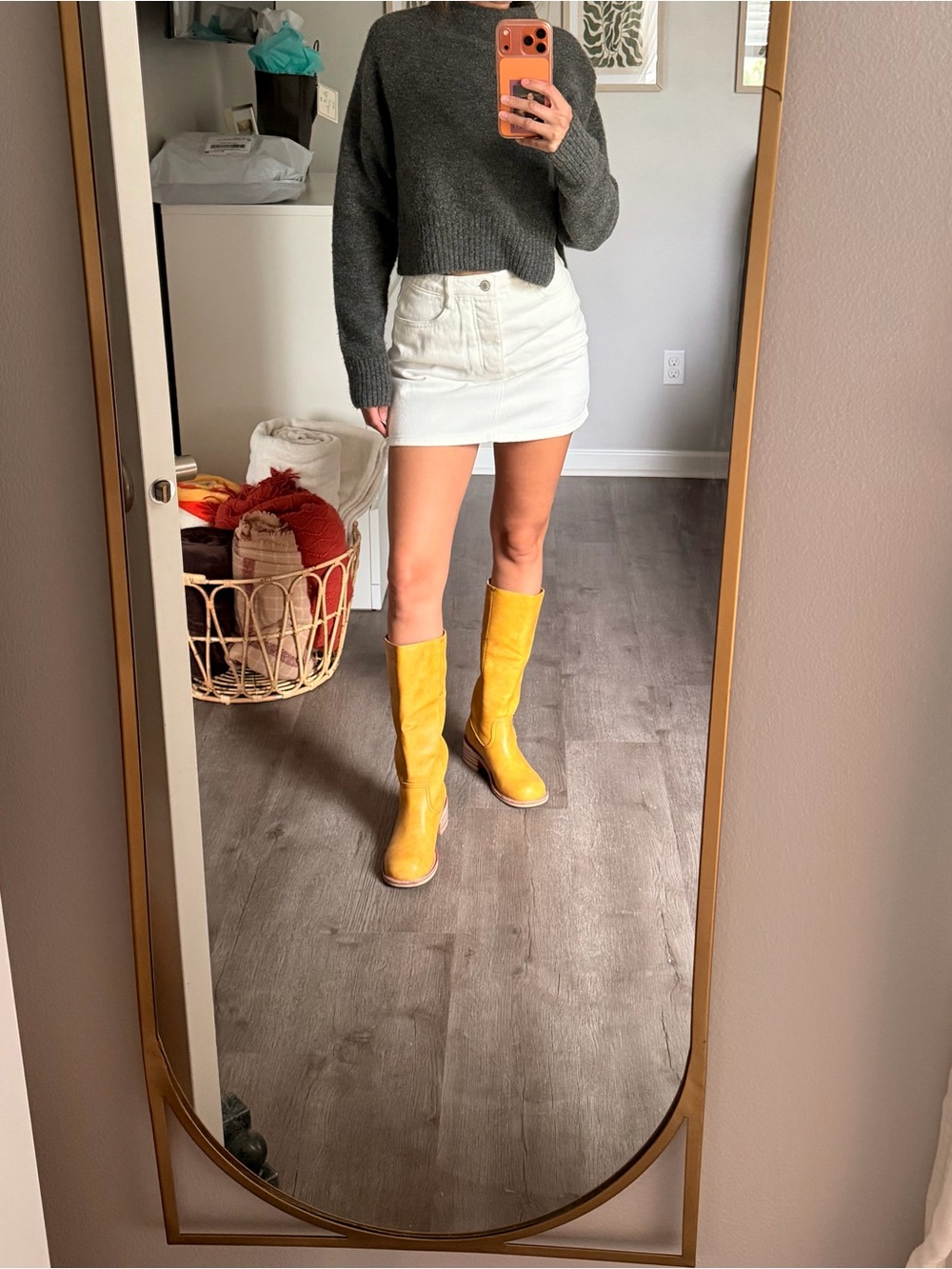 J. Galt white denim mini skirt